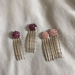 Swarovski purple and pink hair pins